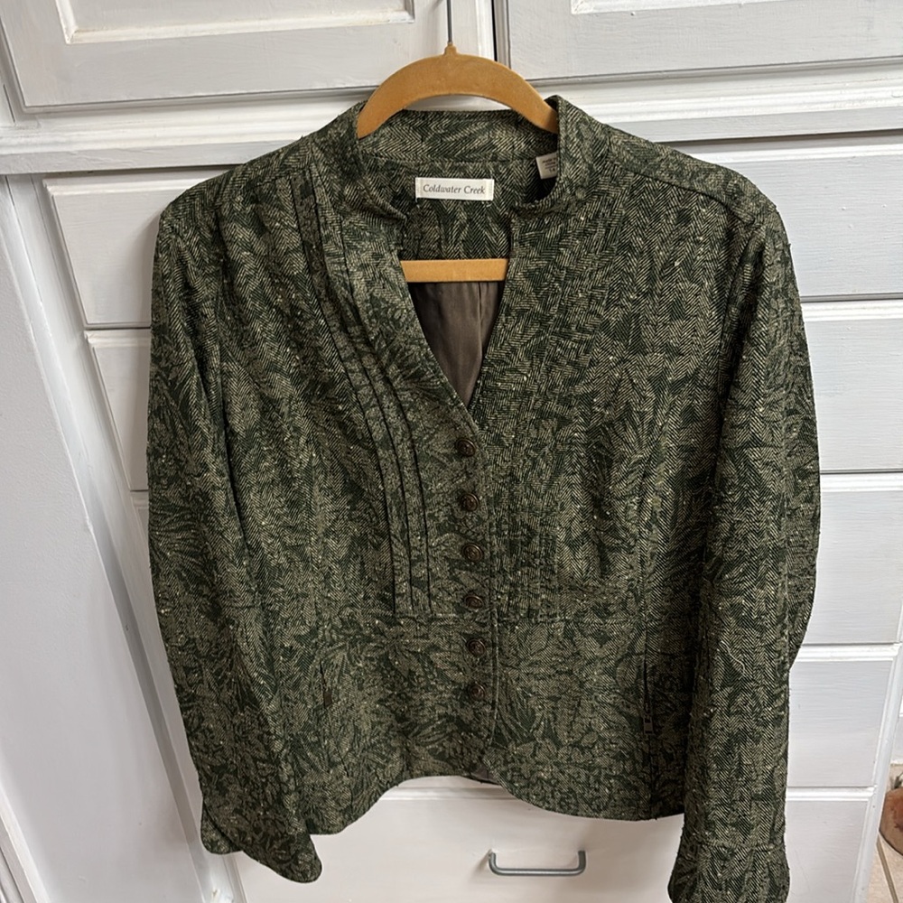 Coldwater Creek Green Patterned Jacket